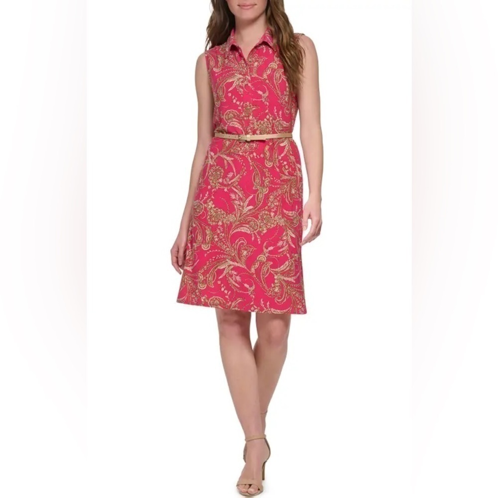 NEW TOMMY HILFIGER SZ 6 MAGENTA SLEEVELESS SHIRT DRESS